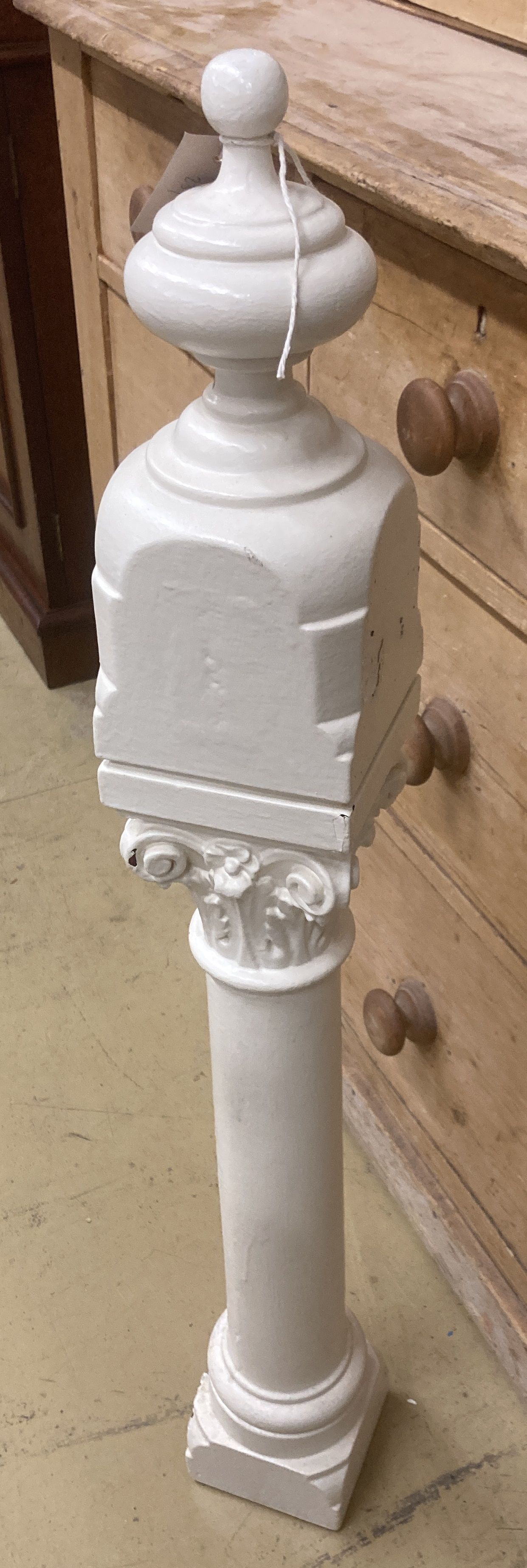 A Victorian painted newel post, height 98cm